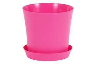Obal na květiny plastový s podtáckem - barva růžová PLP008-12,5 PINK